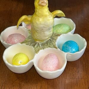 Vintage Ceramic Egg Holder with Bird Design